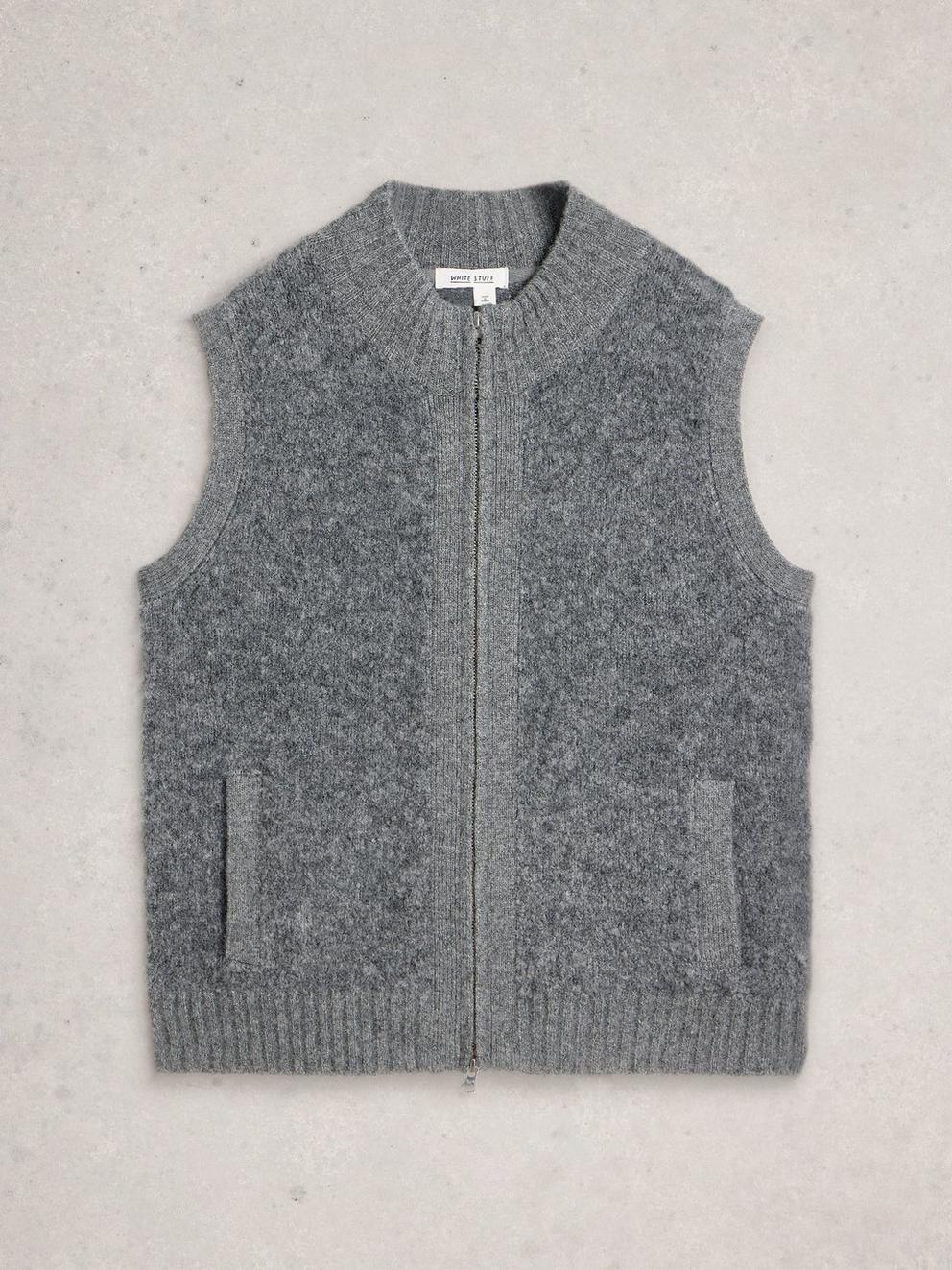BOUCLE GILET in MID GREY - FLAT FRONT