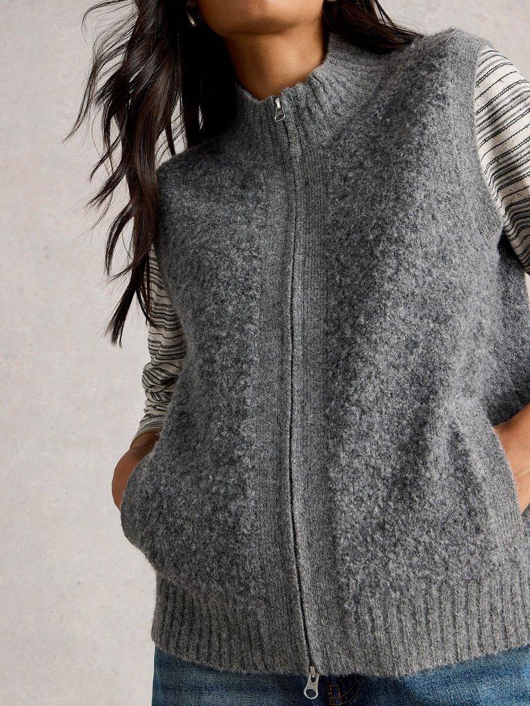 BOUCLE GILET in MID GREY | White Stuff US