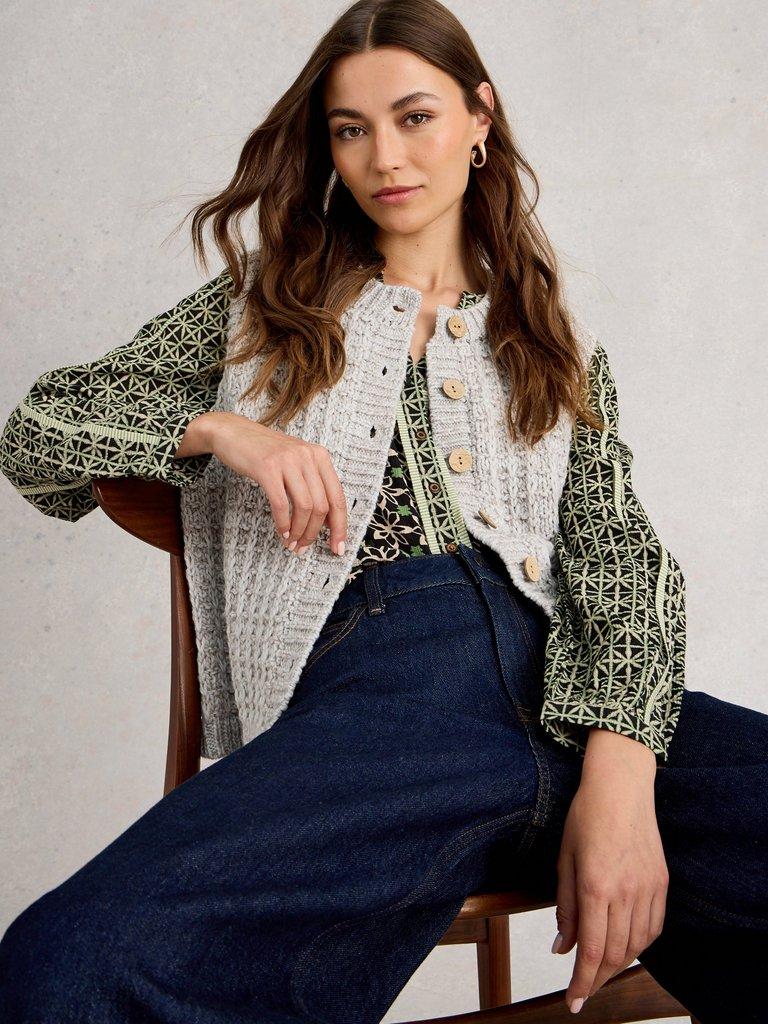 MAXINE BUTTON TANK in LGT NAT - LIFESTYLE