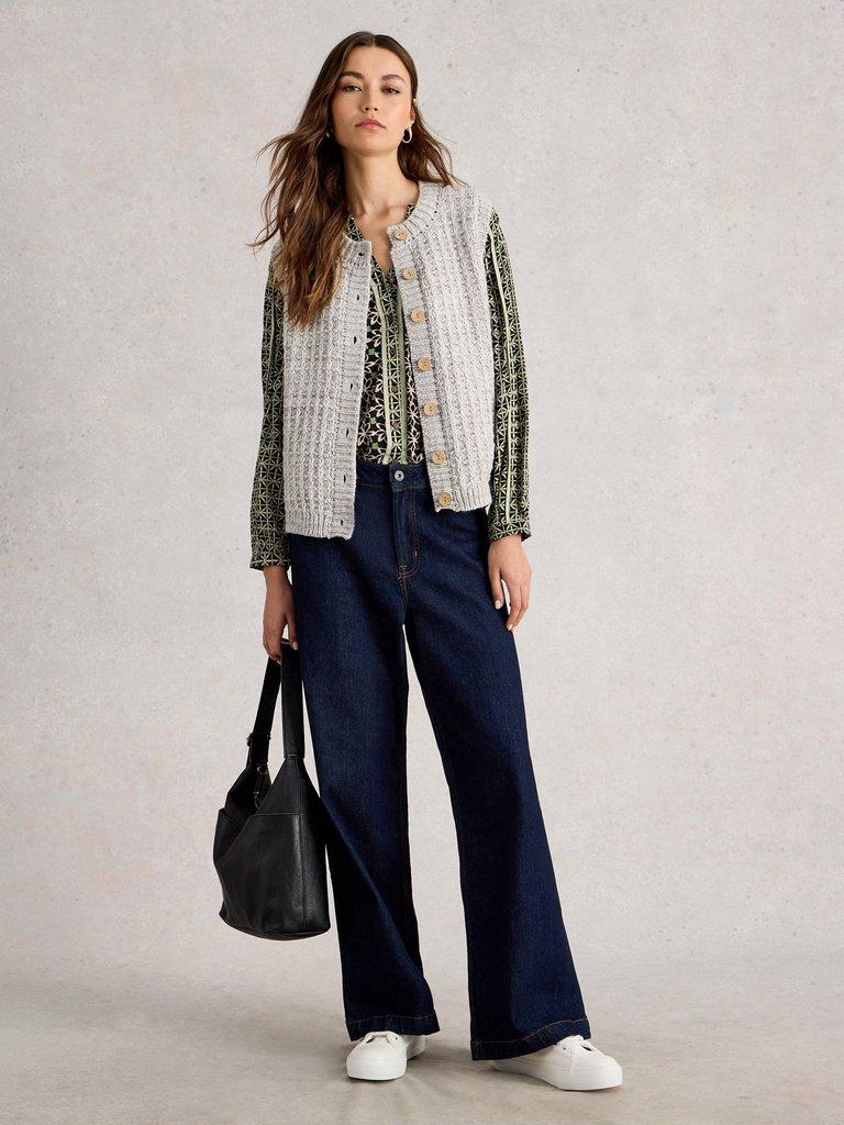 MAXINE BUTTON TANK in LGT NAT - MODEL FRONT