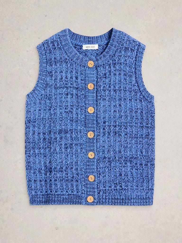 MAXINE BUTTON TANK in MID BLUE - FLAT FRONT