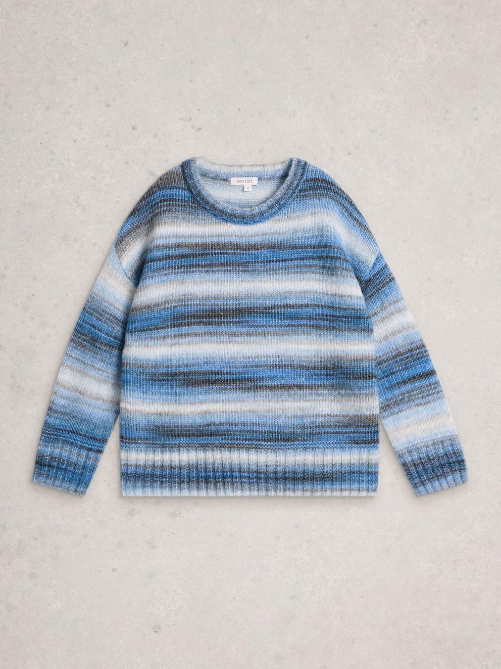 SABRINA SPACEDYE JUMPER in BLUE MLT - FLAT FRONT