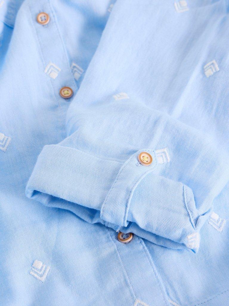 Sophie Collared Organic Cotton Shirt in BLUE MLT - FLAT DETAIL
