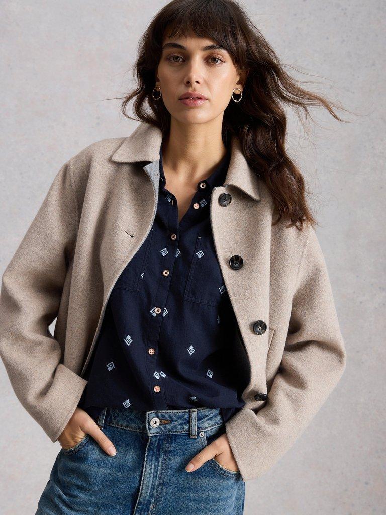 Sophie Collared Organic Cotton Shirt in DARK NAVY - LIFESTYLE