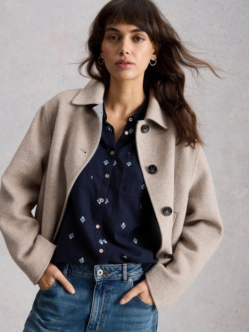 Sophie Collared Organic Cotton Shirt in DARK NAVY - LIFESTYLE