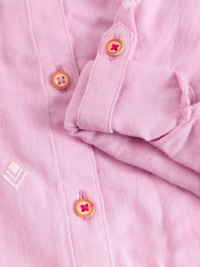 Sophie Collared Organic Cotton Shirt in PINK MLT - FLAT DETAIL