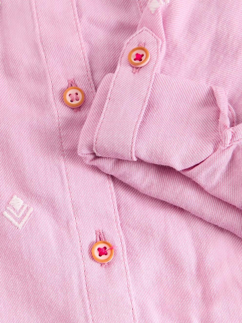 Sophie Collared Organic Cotton Shirt in PINK MLT - FLAT DETAIL