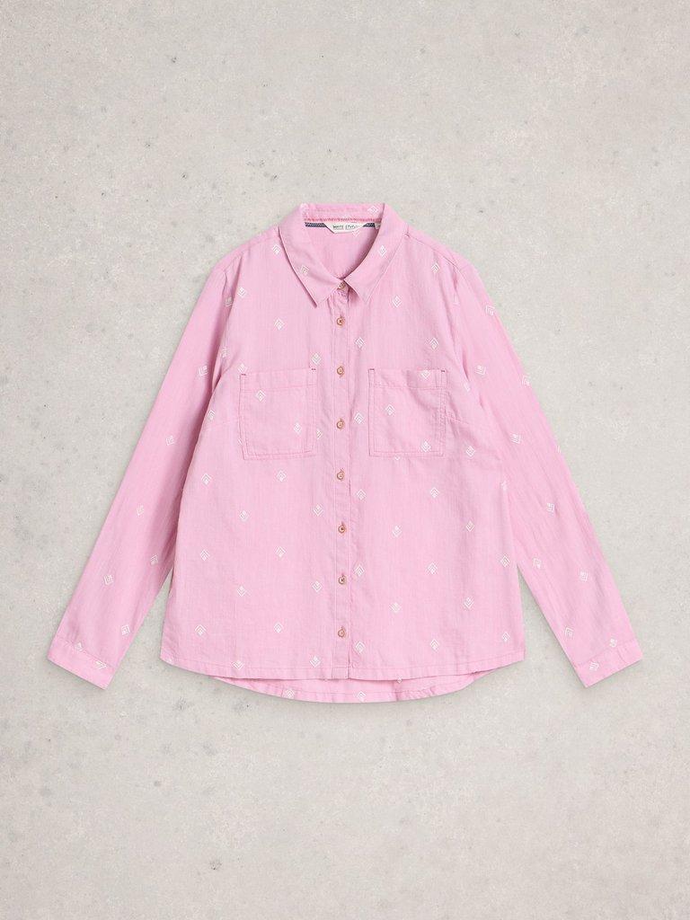 Sophie Collared Organic Cotton Shirt in PINK MLT - FLAT FRONT