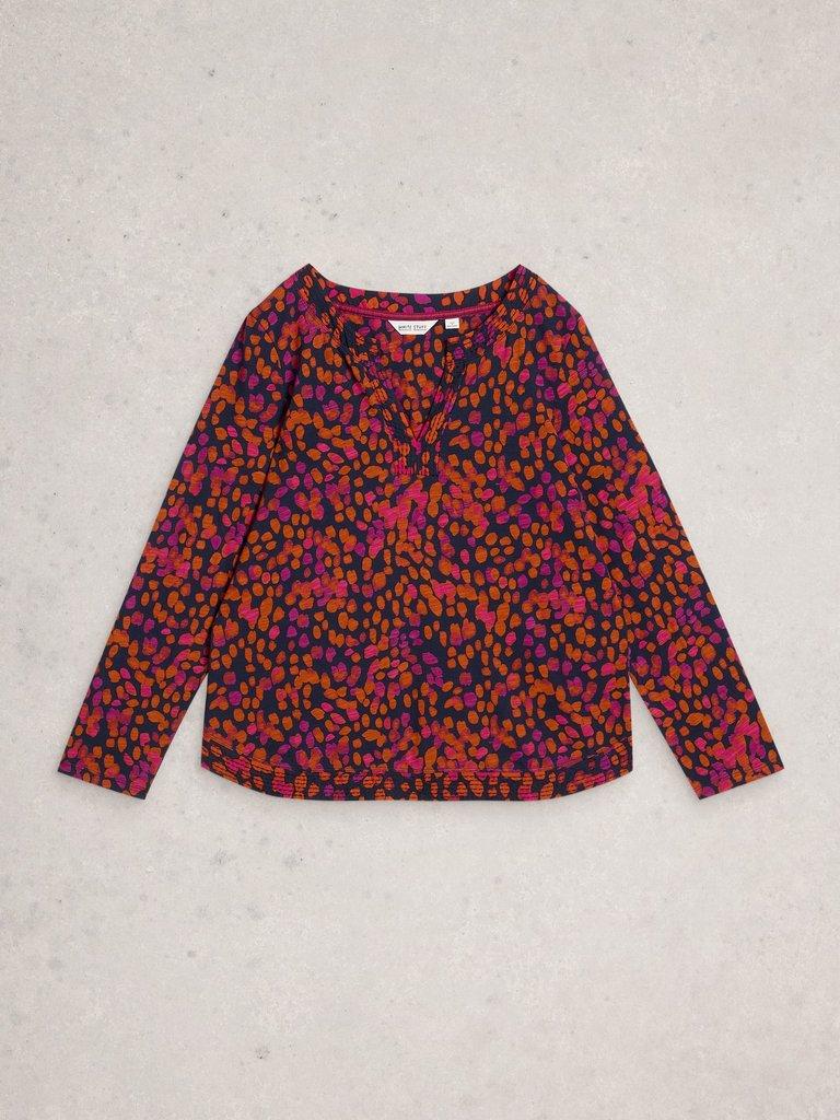 WEAVER NOTCH LS TEE in NAVY MULTI - FLAT FRONT