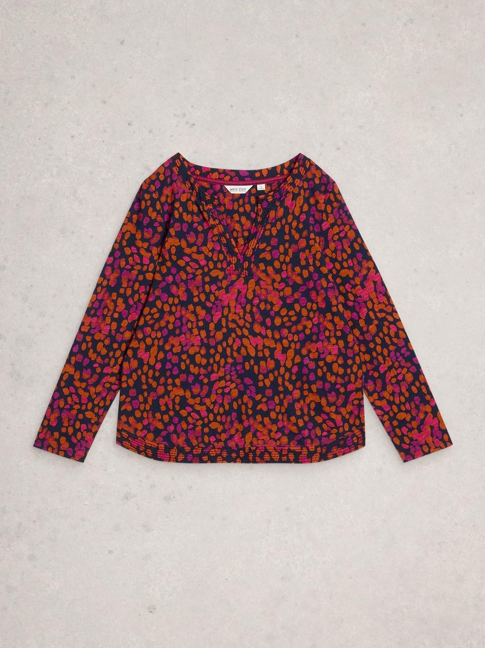 WEAVER NOTCH LS TEE in NAVY MULTI - FLAT FRONT