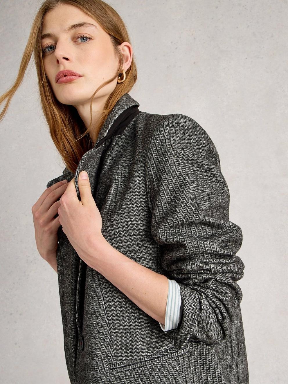 Evelyn Tweedy Blazer in GREY MLT - LIFESTYLE