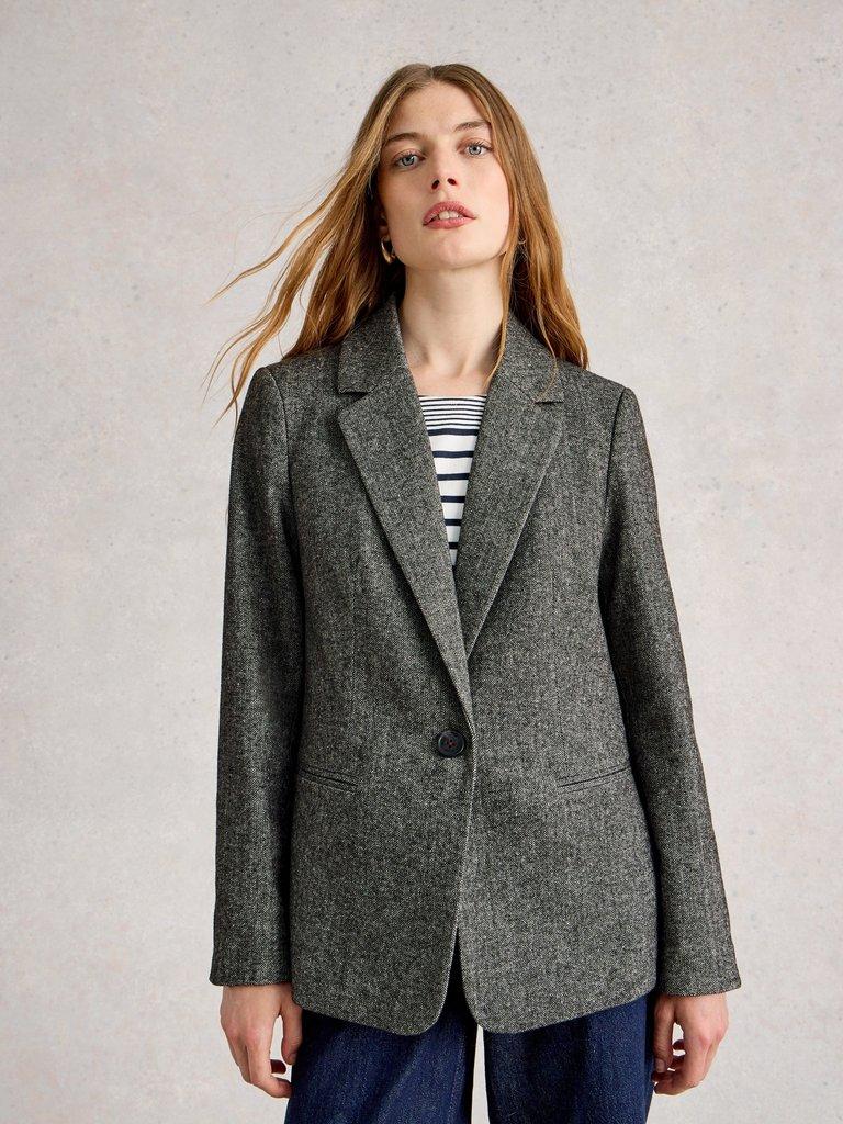 Evelyn Tweedy Blazer in GREY MLT - MODEL DETAIL