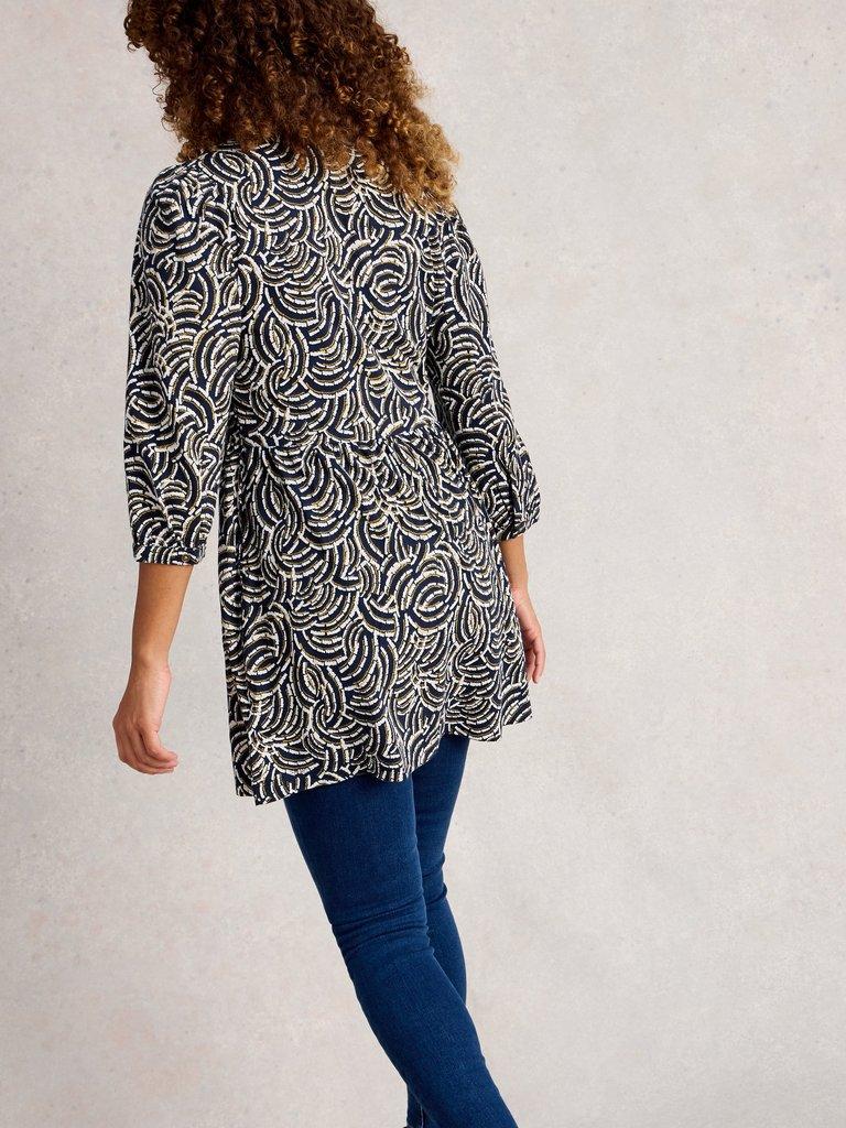 LARA TUNIC in NAVY PR - MODEL BACK