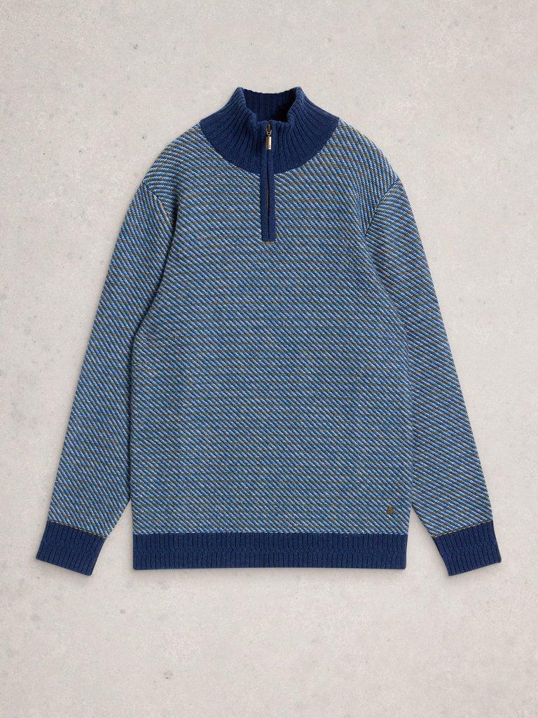 Selby Stripe Funnel Neck in BLUE MLT - FLAT FRONT