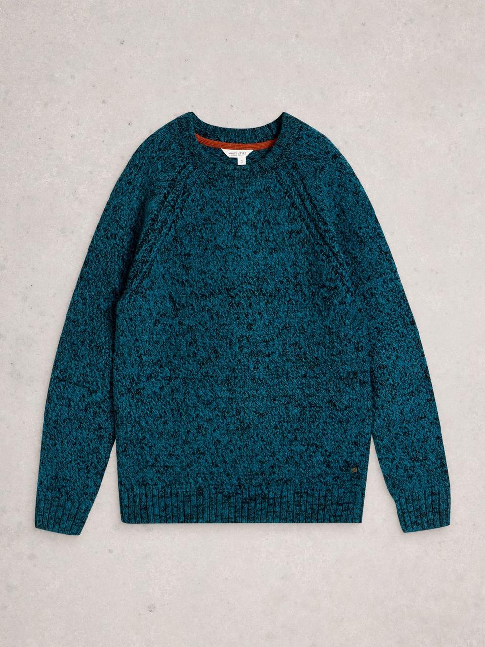 Albany Twisted Crew Neck in BLUE MLT - FLAT FRONT