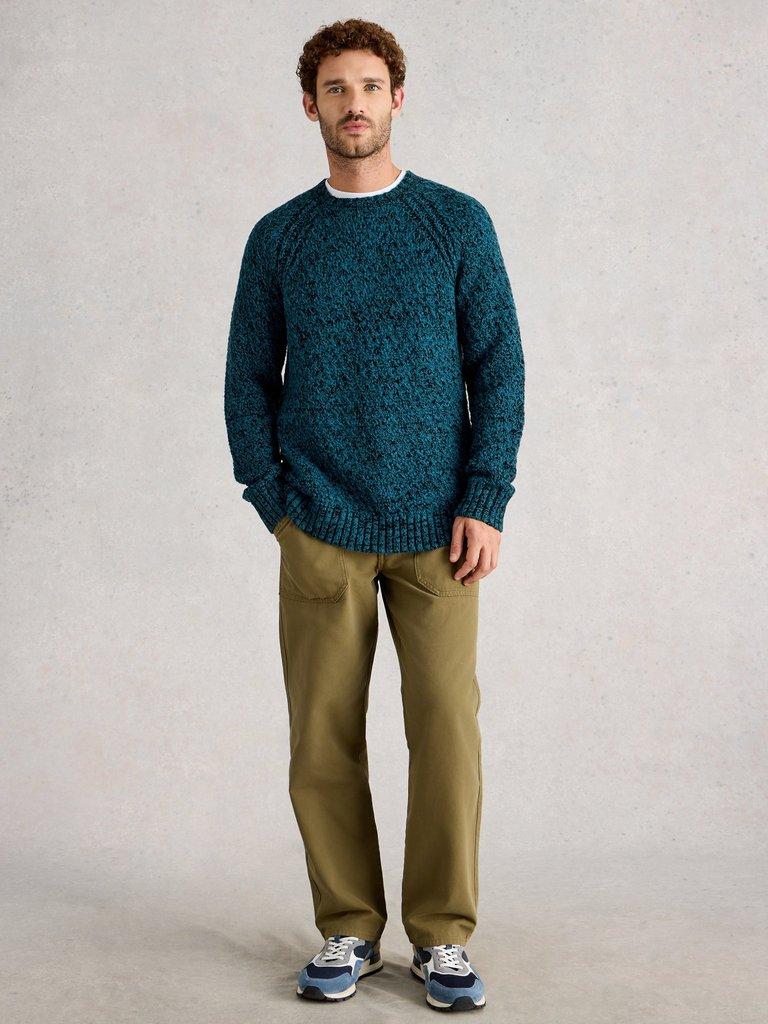 Albany Twisted Crew Neck in BLUE MLT - MODEL FRONT