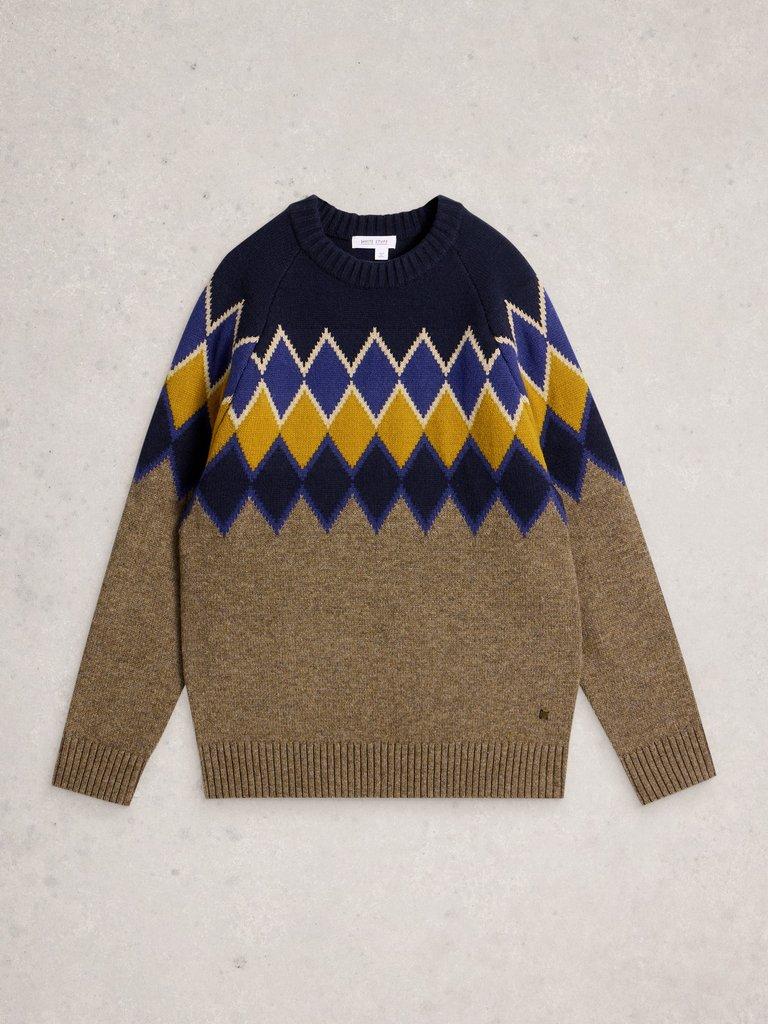 Alton Argyle Crew Neck in NAT MLT - FLAT FRONT
