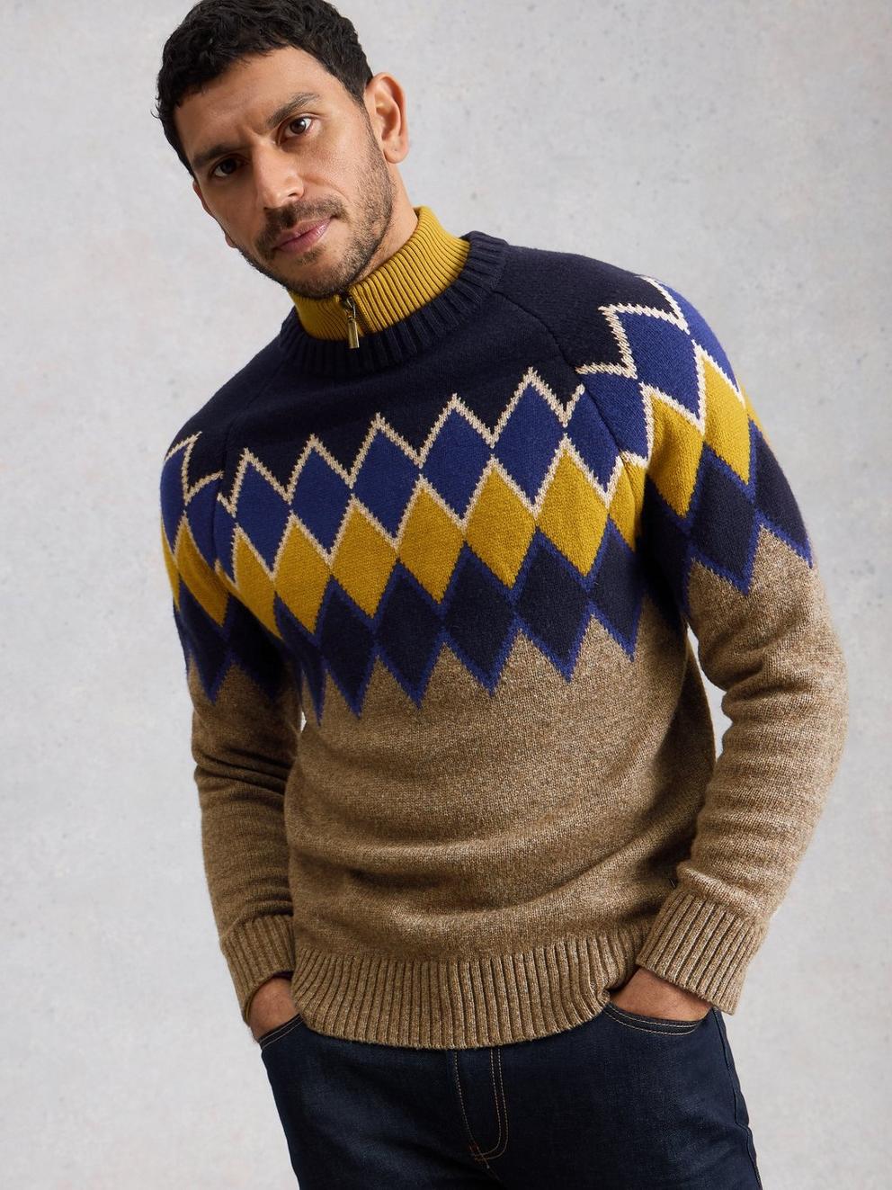Alton Argyle Crew Neck in NAT MLT - LIFESTYLE