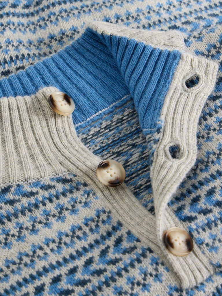 Kendal Fairisle Funnel Neck in GREY MLT - FLAT DETAIL
