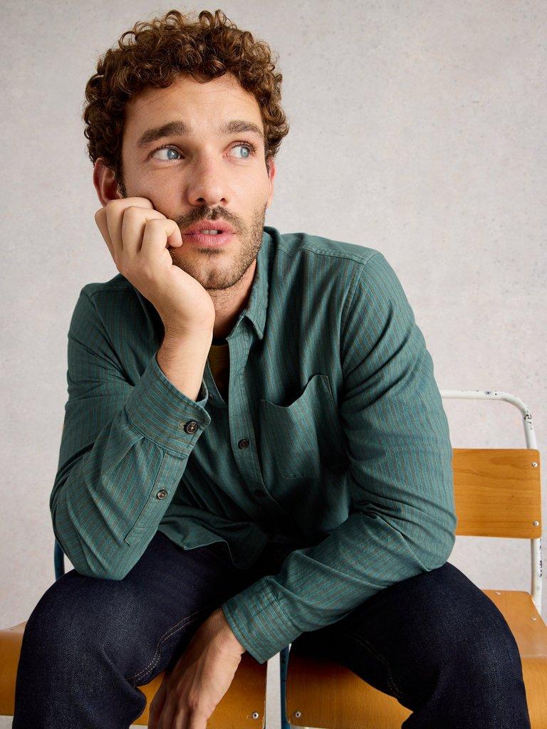 Bruton Striped Shirt in DUS GREEN - LIFESTYLE