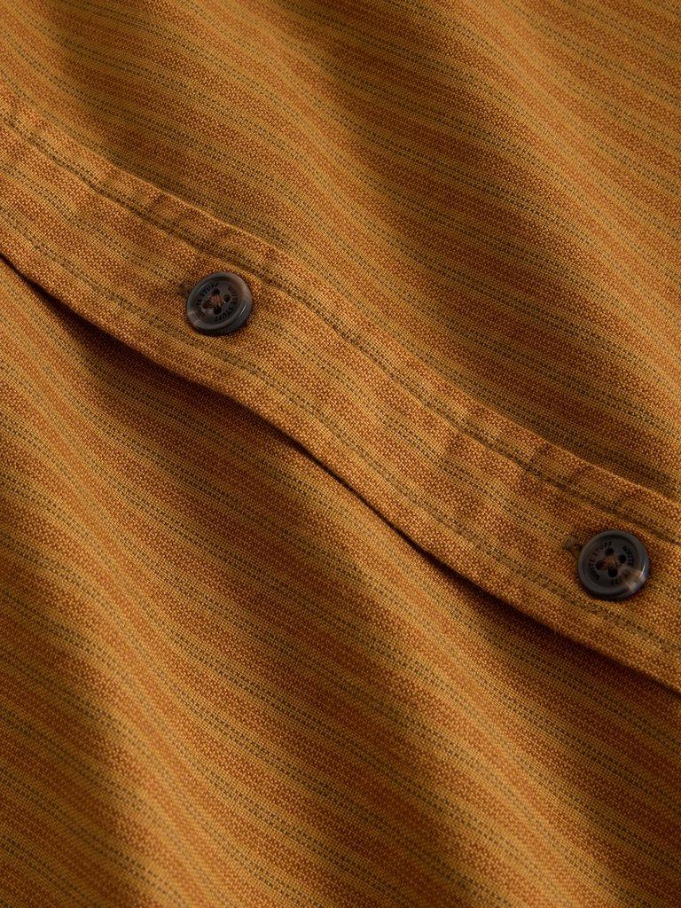 Bruton Striped Shirt in MID TAN - FLAT DETAIL