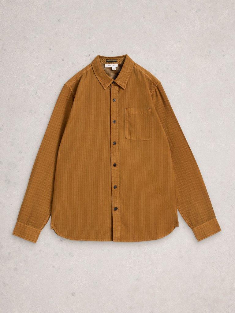Bruton Striped Shirt in MID TAN - FLAT FRONT