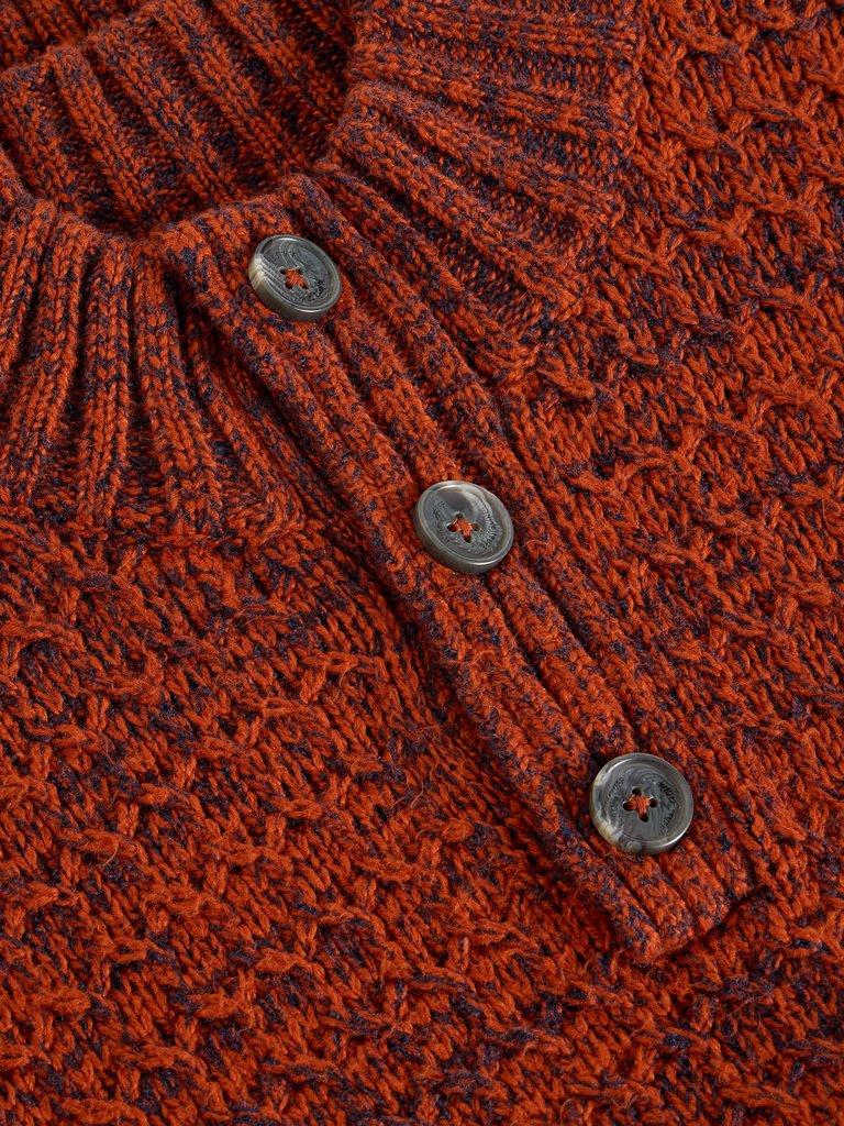 Albany Twisted Button Neck in DK ORANGE - FLAT DETAIL