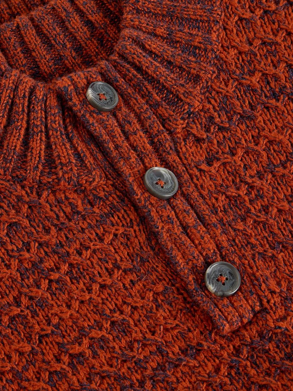 Albany Twisted Button Neck in DK ORANGE - FLAT DETAIL