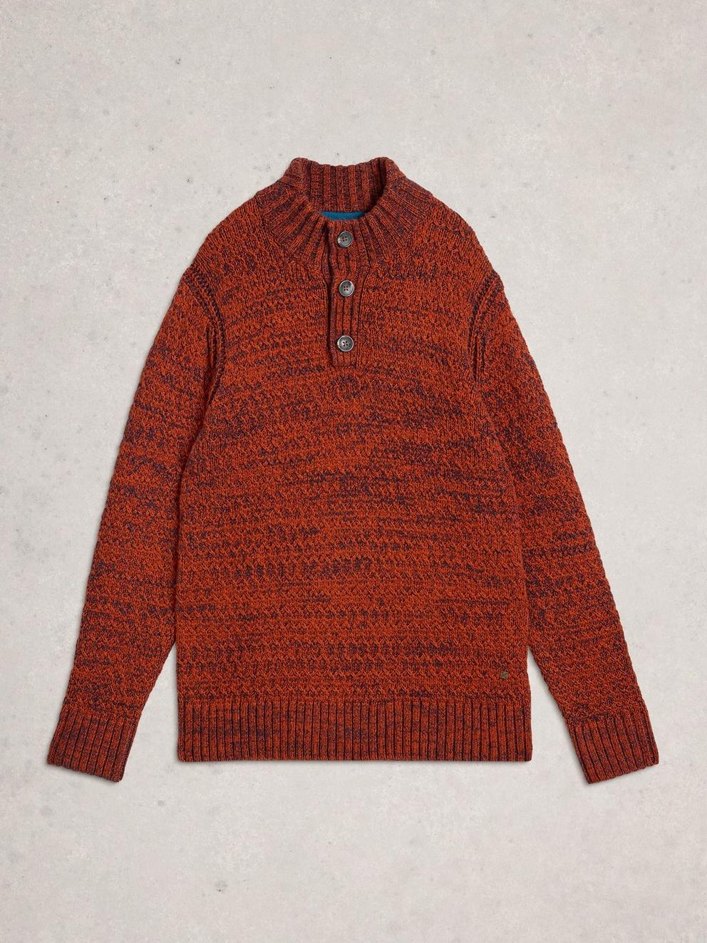 Albany Twisted Button Neck in DK ORANGE - FLAT FRONT