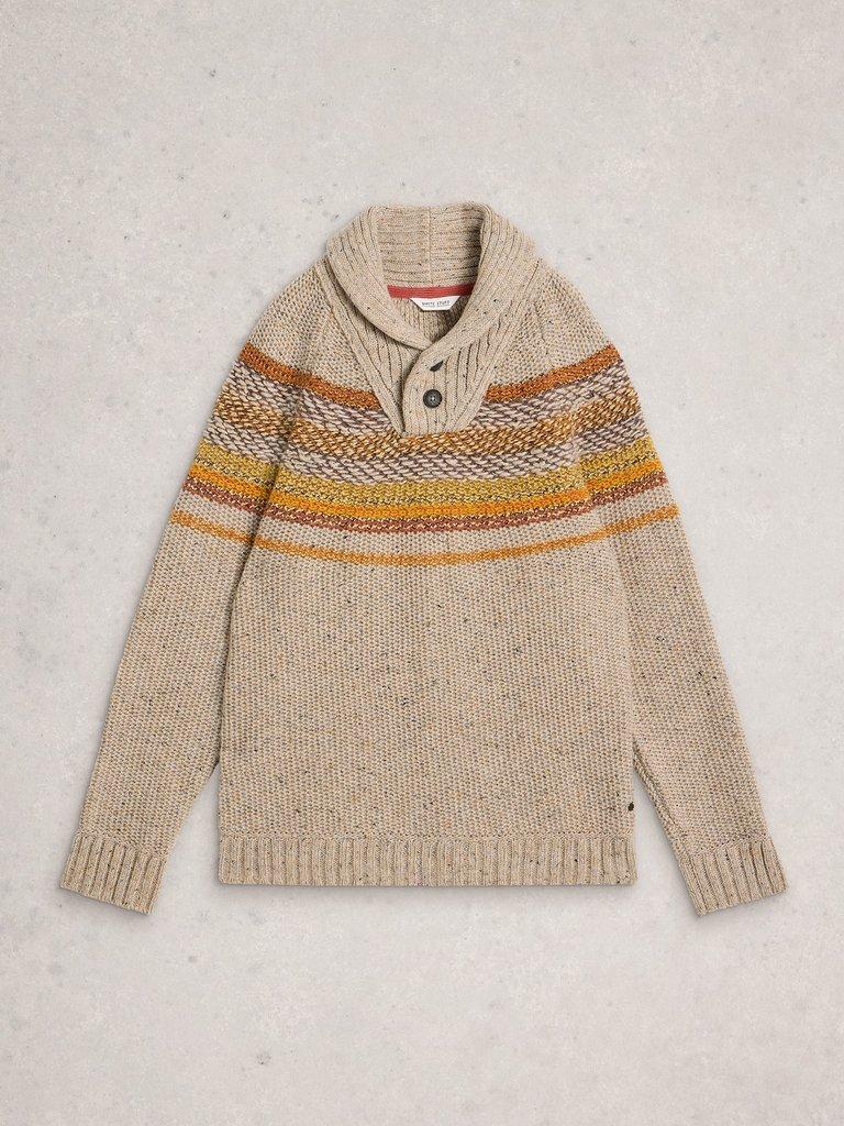 York Texture Shawl Neck in NAT MLT - FLAT FRONT