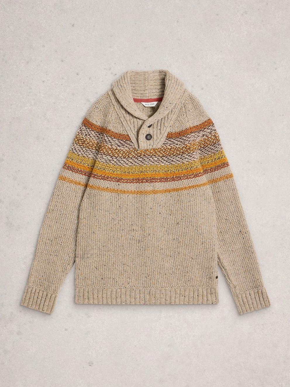 York Texture Shawl Neck in NAT MLT - FLAT FRONT