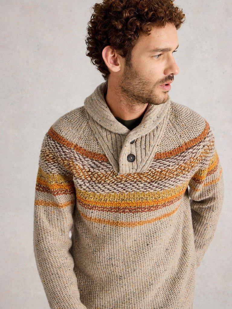 York Texture Shawl Neck in NAT MLT - LIFESTYLE