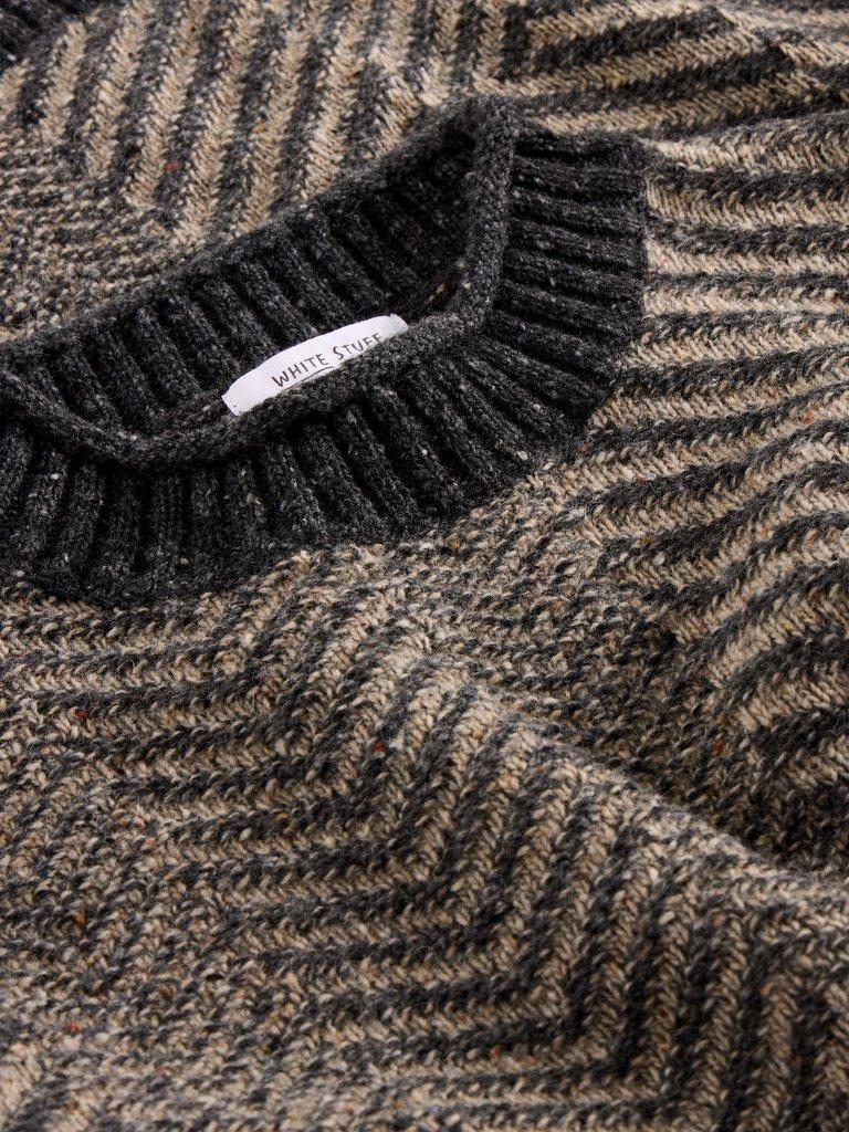 Jarrow Herringbone Crew Neck in GREY MLT - FLAT DETAIL
