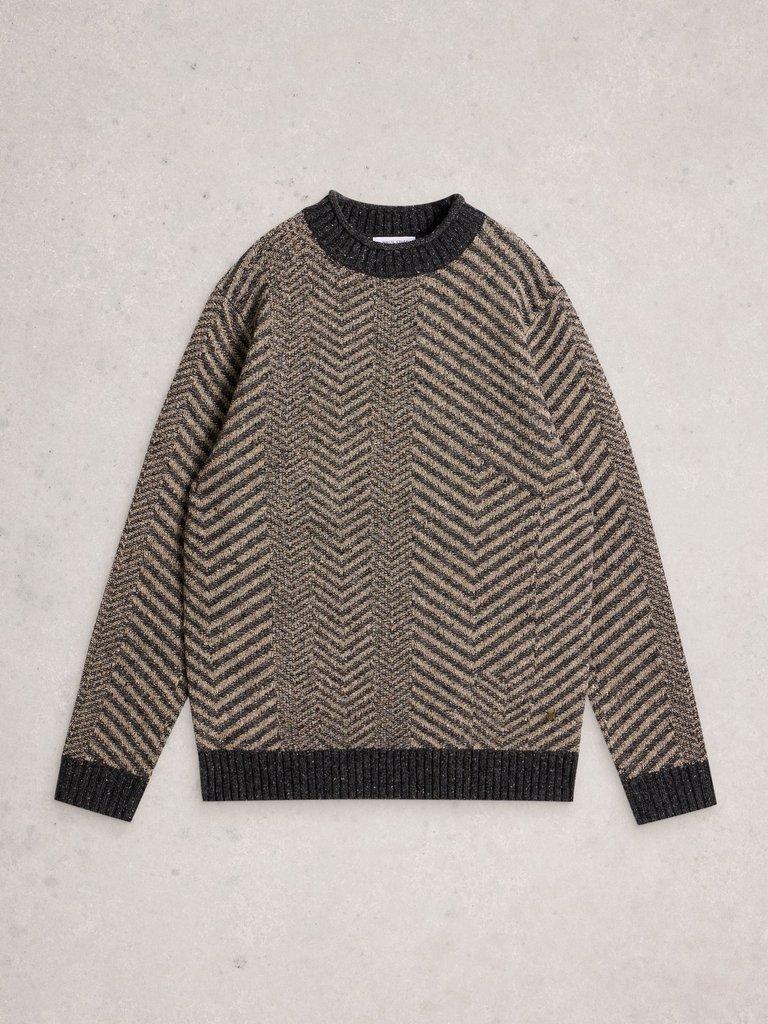 Jarrow Herringbone Crew Neck in GREY MLT - FLAT FRONT