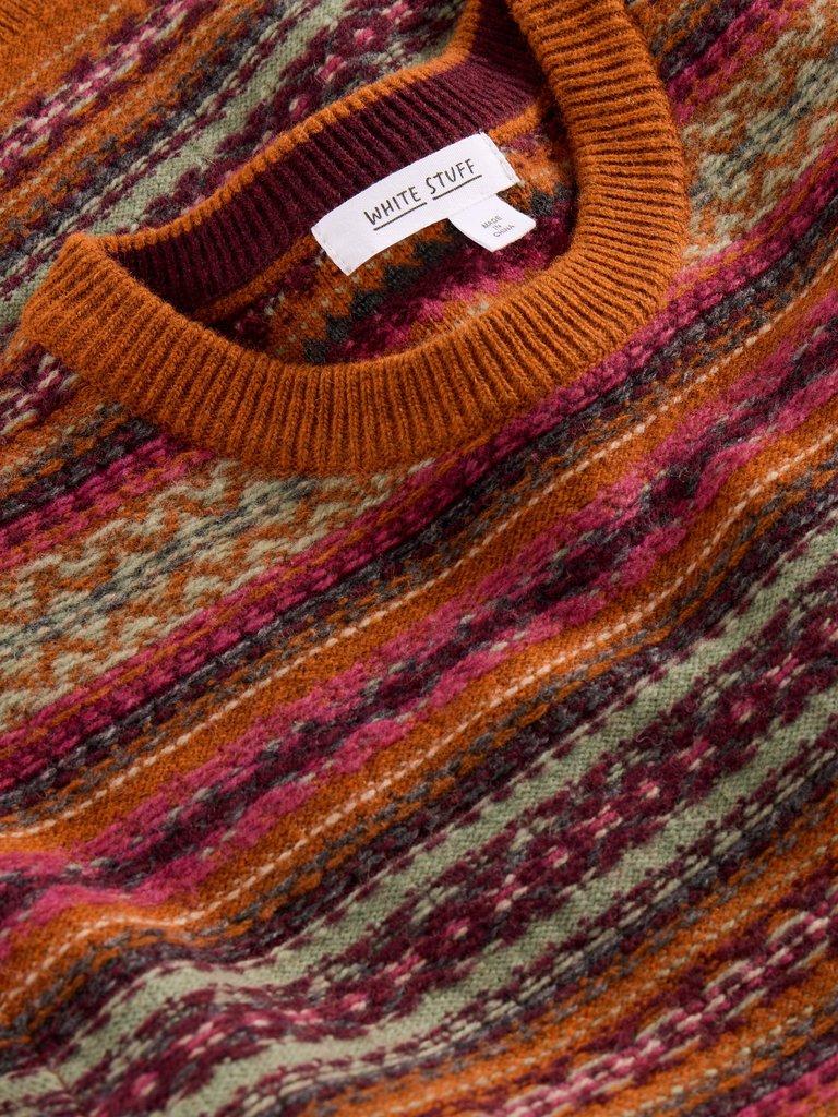 Ossett Fairisle Crew Neck in ORANGE MLT - FLAT DETAIL