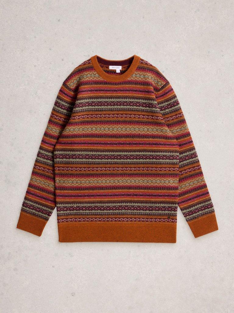 Ossett Fairisle Crew Neck in ORANGE MLT - FLAT FRONT