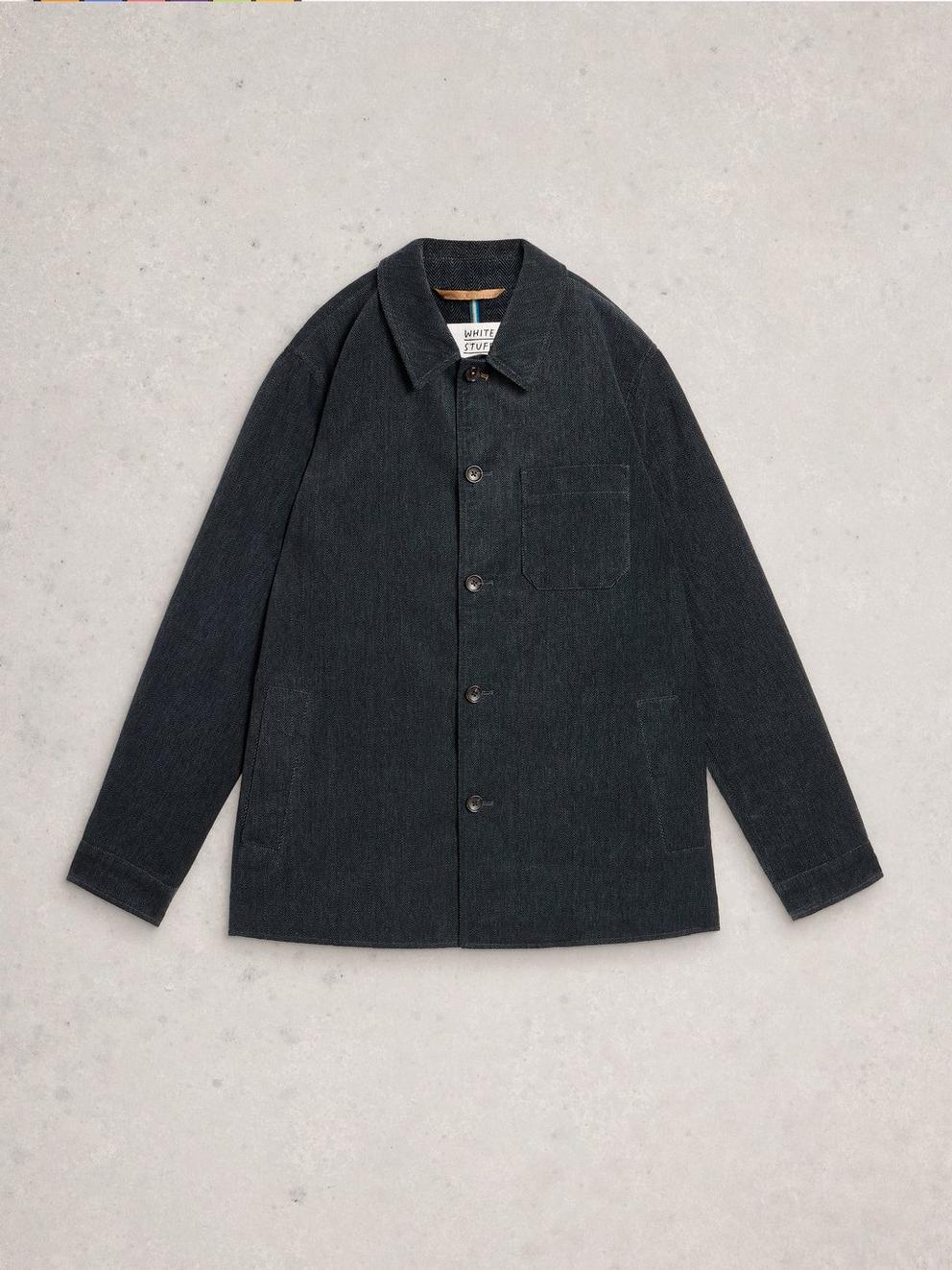 Herringbone Worker Jacket in CHARC GREY - FLAT FRONT