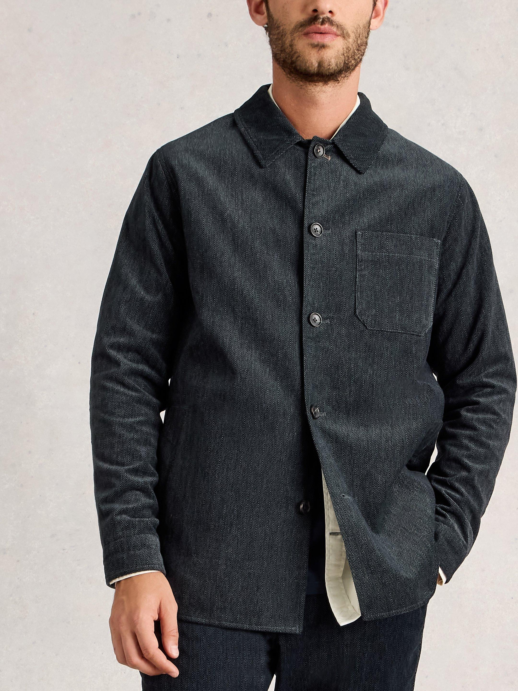 Herringbone Worker Jacket in CHARCOAL GREY | White Stuff