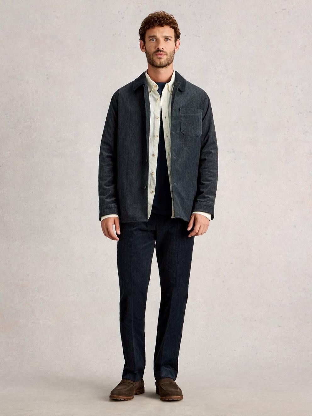 Herringbone Worker Jacket in CHARC GREY - MODEL FRONT