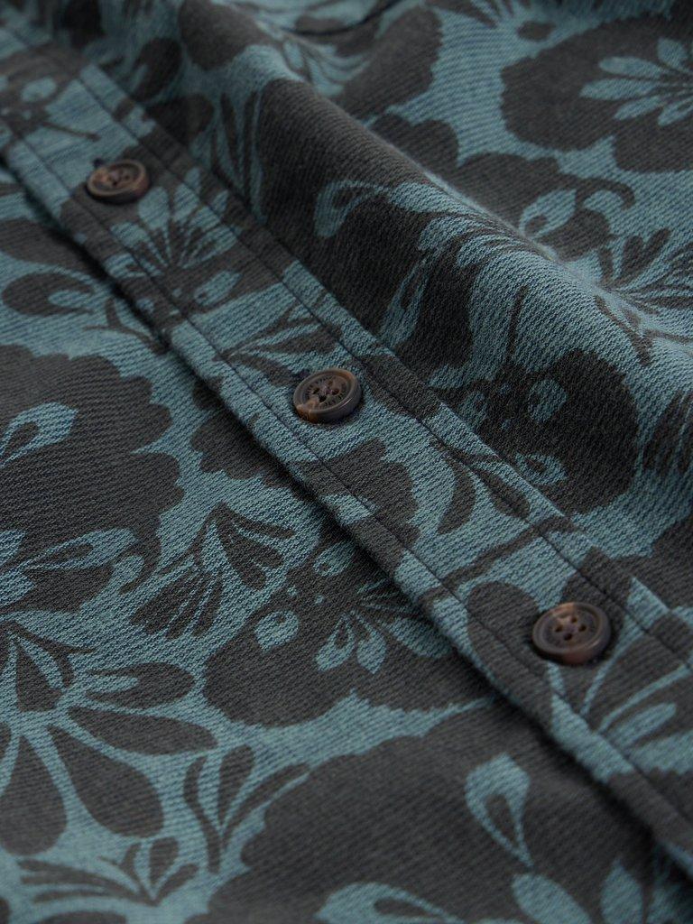 Finsbury Mono Print Shirt in GREEN PR - FLAT DETAIL