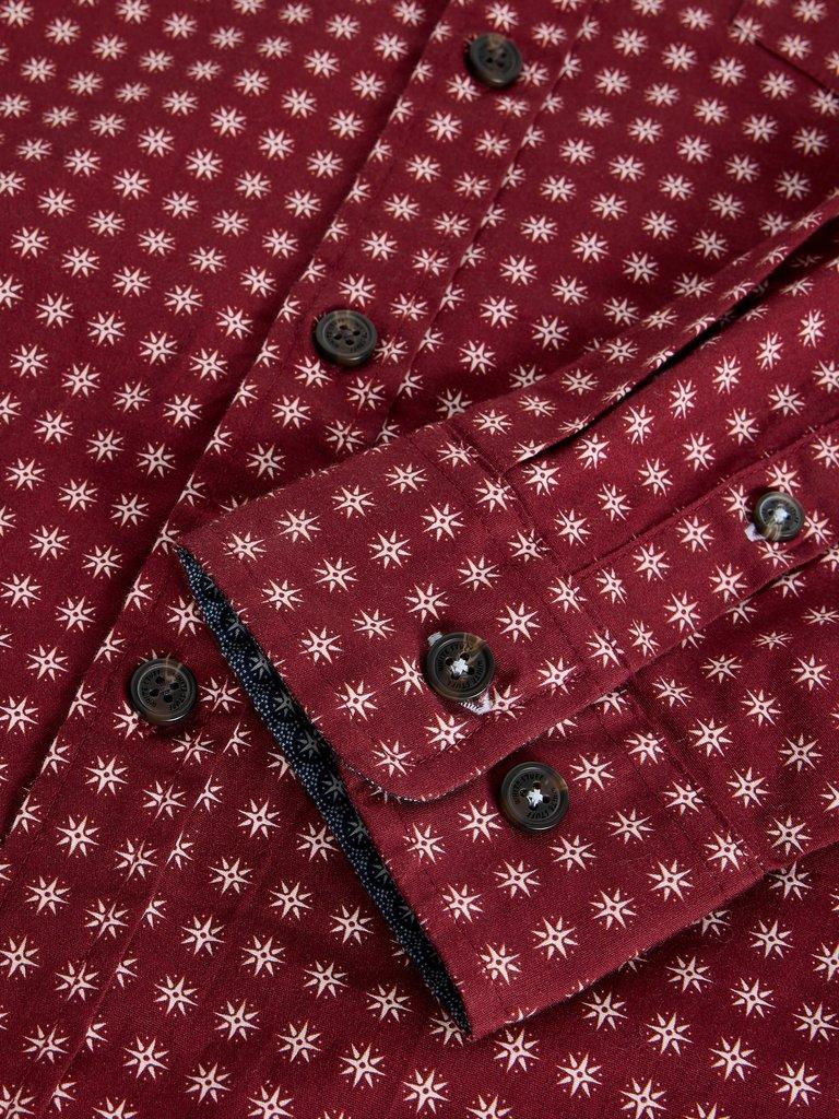 Salcombe Star Geo Print Shirt in PLUM PR - FLAT DETAIL