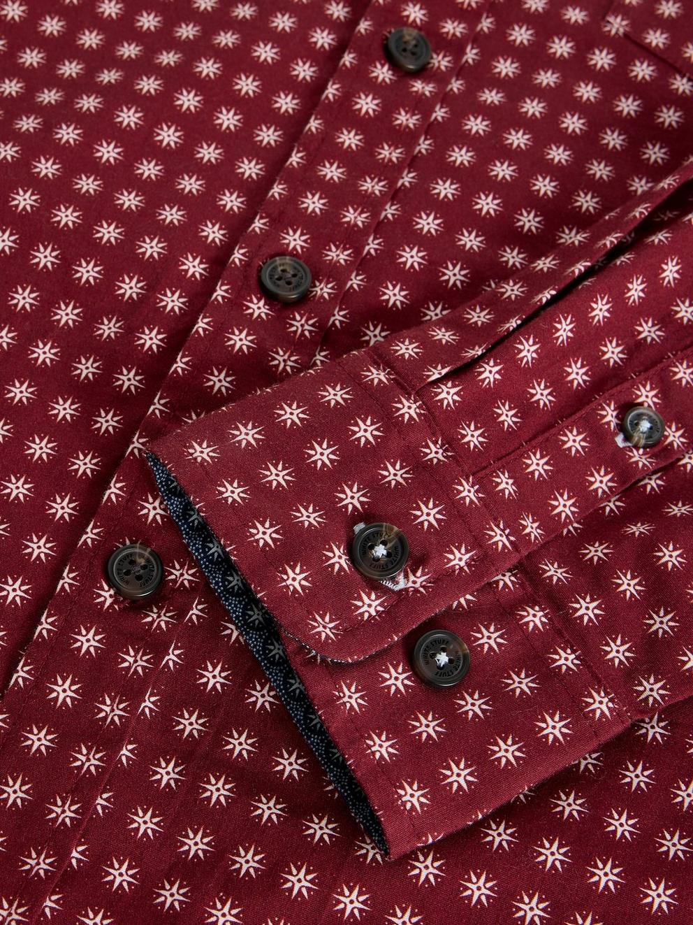 Salcombe Star Geo Print Shirt in PLUM PR - FLAT DETAIL