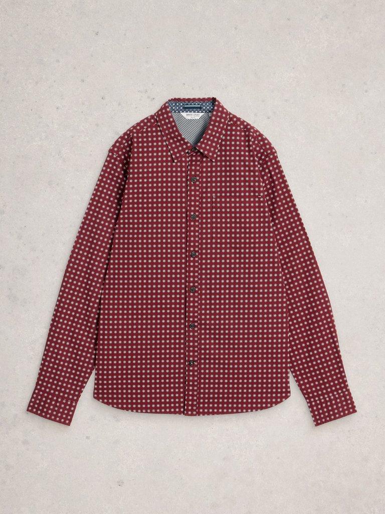 Salcombe Star Geo Print Shirt in PLUM PR - FLAT FRONT