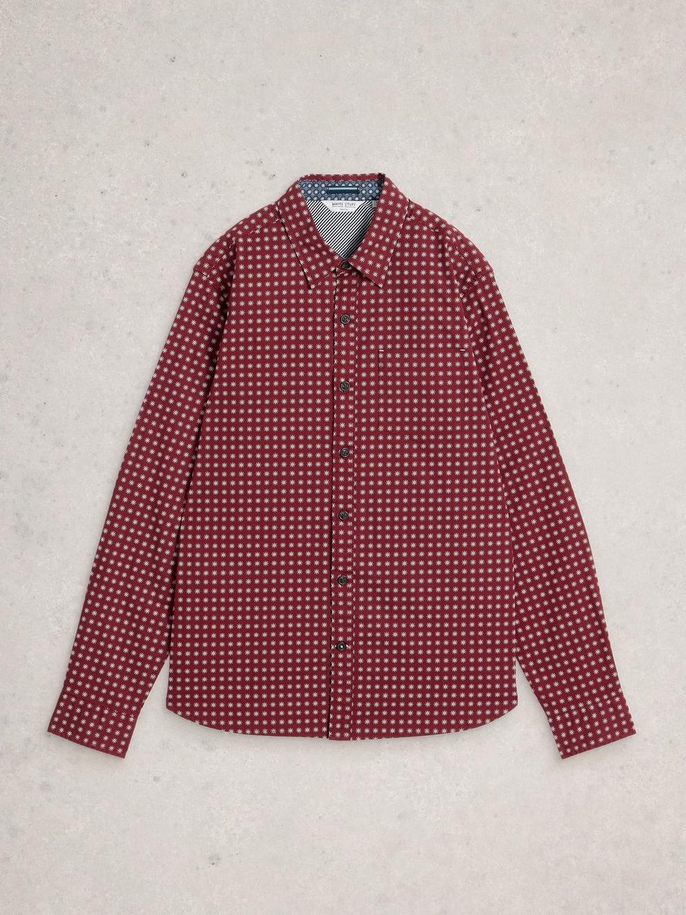 Salcombe Star Geo Print Shirt in PLUM PR - FLAT FRONT