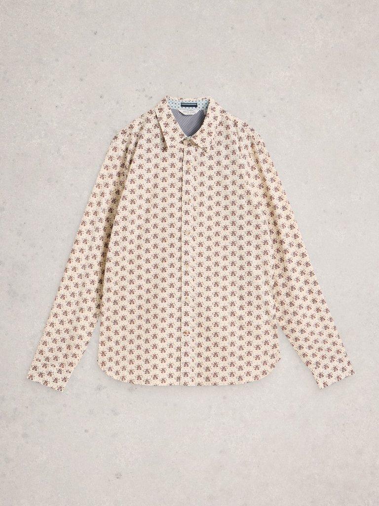 Salcombe Spot Fan Print Shirt in NAT PR - FLAT FRONT