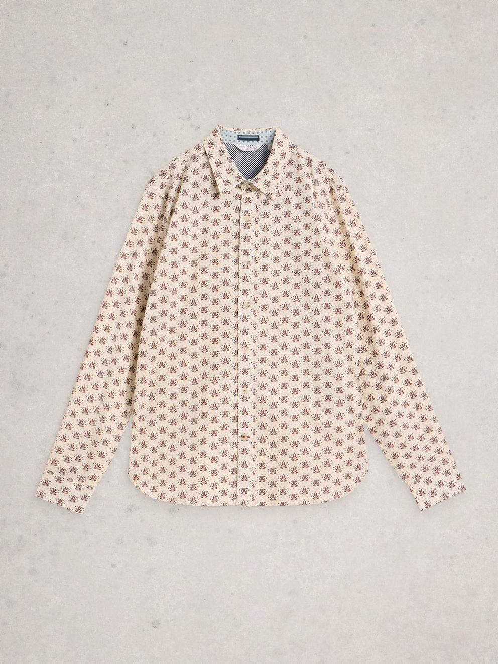 Salcombe Spot Fan Print Shirt in NAT PR - FLAT FRONT