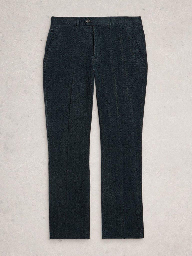 Herringbone Trouser in CHARC GREY - FLAT FRONT