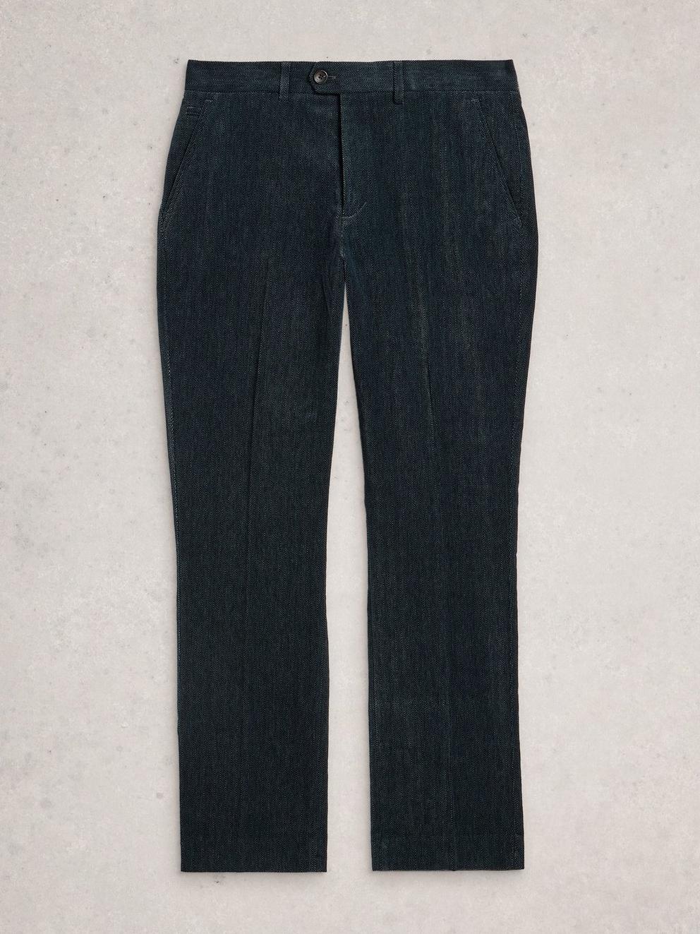 Herringbone Trouser in CHARC GREY - FLAT FRONT