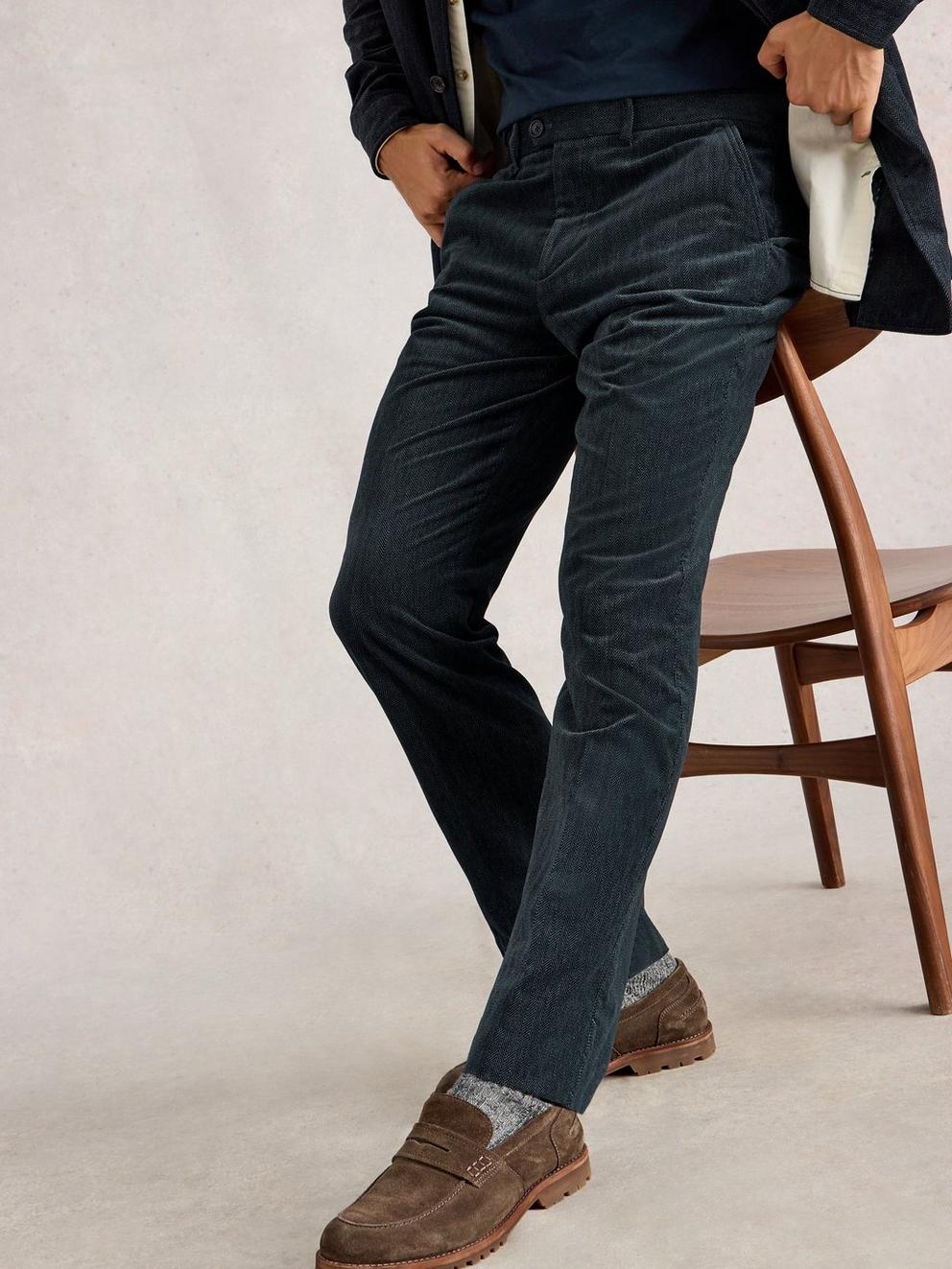 Herringbone Trouser in CHARC GREY - LIFESTYLE