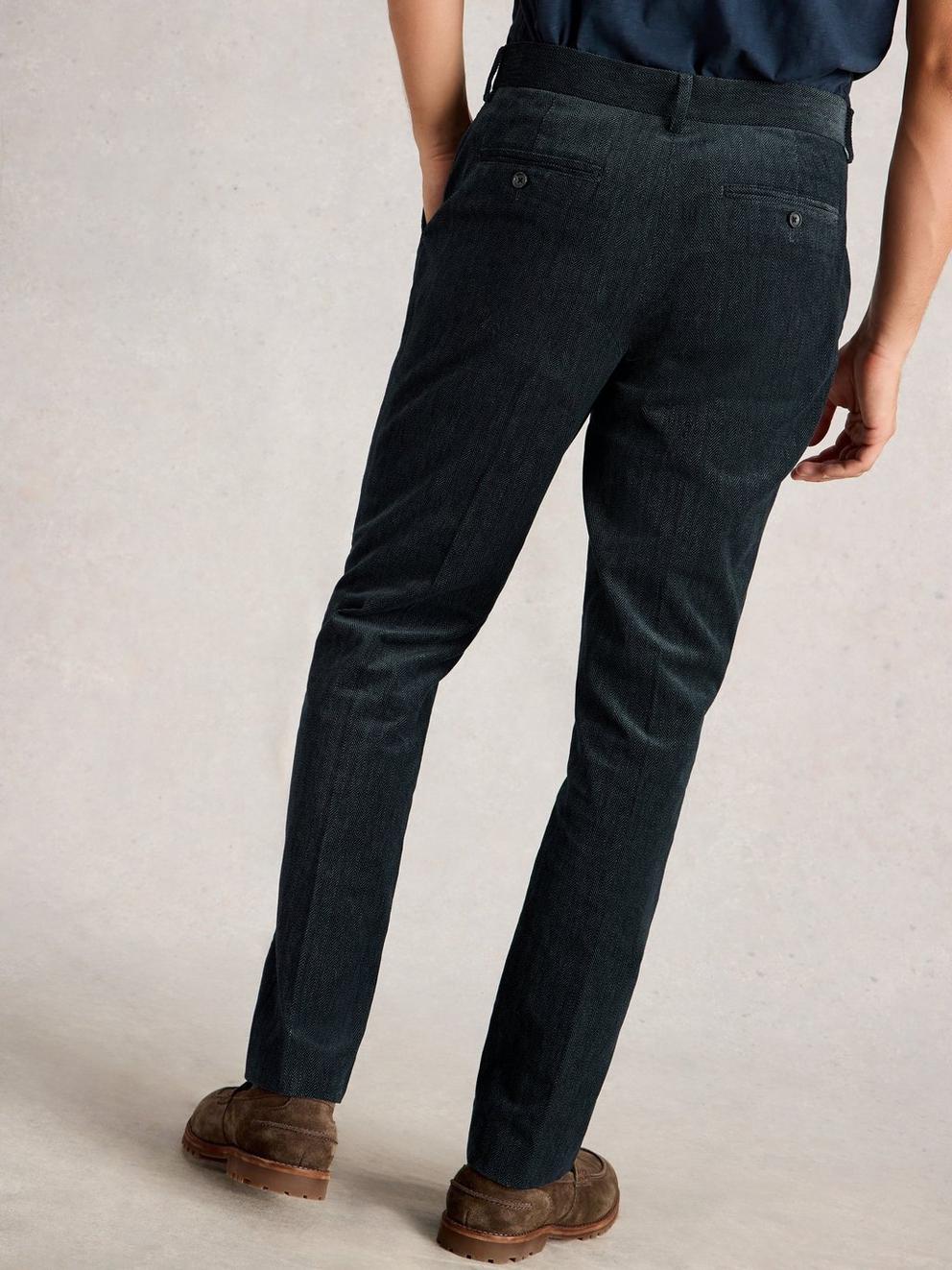 Herringbone Trouser in CHARC GREY - MODEL BACK